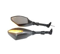 Retrovisores Espejos Plegables Par De Luces De Giro LED, Espejos Laterales con Indicador De Señal De Giro LED, Espejo Retrovisor De Motocicleta De 10 Mm para para para