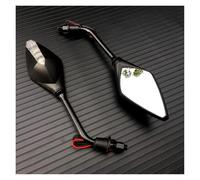 Retrovisores Laterales 2 Unid/par Motocicleta con Señales De Giro LED Espejo Retrovisor De Manillar para Scooter E-Bike Vidrio Convexo 10mm Espejos Moto(Black)