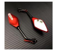 Retrovisores Laterales 2 Unid/par Motocicleta con Señales De Giro LED Espejo Retrovisor De Manillar para Scooter E-Bike Vidrio Convexo 10mm Espejos Moto(Red)