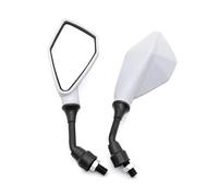 retrovisores moto Espejos Retrovisores Motocicleta Gran Angular Ajustable Manillar Bicicleta Lateral Flexible Scooter E-bike Espejo Auxiliar Marcha Atrás 10mm(White)
