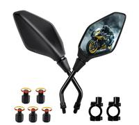 Retrovisores Moto Homologados E24, 1Par Espejo Universal Para Moto con Abrazadera 7/8" y Roscas 8mm/ 10mm, Espejos Laterales para Motocicletas, Scooters, Ciclomotor, Quads, ATV/ MT0