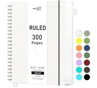 RETTACY A4 Cuaderno de notas, bloc de notas, cuadernos espiralados, 300 hojas/150 páginas para escribir, 100 g/m² papel cuadriculado de cuaderno, tapa dura de PVC, 21,5 x 27,9 cm - Transparente