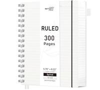 RETTACY A5 bloc de notas, cuaderno, cuadernos espiralados, 150 hojas/300 páginas para escribir, papel rayado de 100 g/m², tapa dura de PVC, 14,5 x 21 cm - Transparente