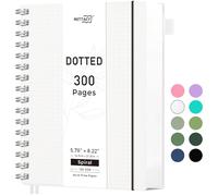 RETTACY A5 Dotted Notebook, Bullet Dot Grid Journal, Wirebound Spiral Notebooks 300Pages /150 Sheets for Writing,100gsm, PVC Hardcover, for Women Men Work Office School, 14.5 x 21cm - Transparent