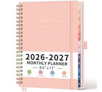 RETTACY Agenda mensual 2026-2027, enero 2026 a diciembre 2027, tamaño grande (8.5 x 11 pulgadas), agenda, calendario, pestañas de 24 meses, cubierta de plástico flexible, papel grueso de 100 g/m²