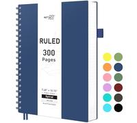 RETTACY B5 Cuaderno de notas, libreta, cuadernos espiralados, 150 hojas/300 páginas para escribir, papel de 100 g/m² con líneas para cuaderno, tapa dura de PVC, 19 x 25 cm - Azul marino