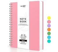 RETTACY Bloc de notas B5 con espiral, 300 hojas/150 páginas para escribir, papel rayado universitario de 100 g/m², tapa dura de PVC, 19 x 25 cm, color rosa