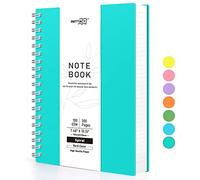 RETTACY Bloc de notas B5 con espiral, 300 hojas/150 páginas para escribir, papel rayado universitario de 100 g/m², tapa dura de PVC, 19 x 25 cm, color turquesa