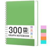 RETTACY Bloc de notas B5 cuadriculado, cuaderno de espiral de 100 g/m² con 300 páginas/150 hojas para dibujar, plástico PVC, tapa dura, para diario, universidad, conferencia, viaje, 19 x 25 cm, color