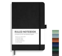 RETTACY Cuaderno a rayas, A5, diario con 192 páginas numeradas, cuaderno de 100 g/m², bolsillo interior, tapa dura, libro para oficina, escuela, trabajo, mujeres y hombres, 14,8 x 21 cm, color negro