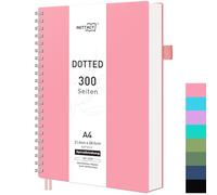 RETTACY Cuaderno A4 con puntos, Bullet Dot Journal, cuadernos en espiral, 300 hojas/150 páginas para escribir, 100 g/m², tapa dura de PVC, para mujeres, hombres, trabajo, oficina, escuela, 21,5 x 27,9