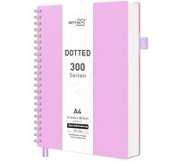 RETTACY Cuaderno A4 con Puntos, Cuaderno en Espiral, 300 Páginas/150 Hojas para Escribir, 100 g/m², Tapa Dura de PVC, para Mujeres, Hombres, Trabajo, Oficina, Escuela, 21,5 x 27,9 cm, Morado