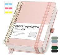 RETTACY Cuaderno A4, cuadriculado, Bullet Journal, con papel grueso de 100 g/m², 150 hojas, cuaderno para oficina y escuela, funda de piel, oro rosa, 21 cm x 29,7 cm