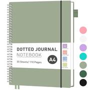RETTACY Cuaderno A4 de puntos, bloc de notas, peso ligero, 55 hojas/110 páginas para escribir, 100 g/m², cuaderno de anillas de PVC, para mujeres, hombres, trabajo, oficina, 21,5 x 27,9 cm, color