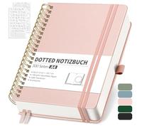 RETTACY Cuaderno A4 Dotted, Bullet Dot Journal con papel grueso de 100 g/m², 150 hojas, cuaderno para oficina y escuela, funda de piel, oro rosa, 21 cm x 29,7 cm