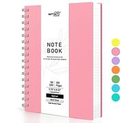 RETTACY Cuaderno A5 con espiral, 150 hojas/300 páginas para escribir, papel rayado universitario de 100 g/m², tapa dura de PVC, 14,5 x 21 cm, color rosa