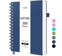 RETTACY Cuaderno A5 con Puntos, Cuaderno en Espiral, 300 Hojas/150 Páginas para Escribir, 100 g/m², Tapa Dura de PVC, para Mujeres, Hombres, Trabajo, Oficina, Escuela, 14,5 x 21 cm, Azul Marino
