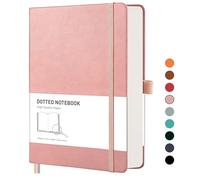 RETTACY Cuaderno A5 con puntos punteados - Bloc de notas con 320 páginas numeradas, tapa dura para mujeres y hombres en la oficina o en la escuela, 14,5 x 21 cm, color rosa
