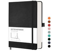 RETTACY Cuaderno A5 con puntos punteados - Bullet Dot Grid Cuaderno con 320 páginas numeradas Tapa dura para mujeres y hombres en la oficina o en la escuela, 14,5 x 21 cm - Negro