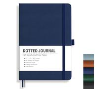 RETTACY Cuaderno A5 de lunares con 192 páginas, 1 bolsillo trasero y tapa dura de alta calidad para artistas escribir/dibujar, 14,5 x 21 cm, color azul