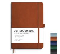 RETTACY Cuaderno A5 de lunares con 192 páginas, 1 bolsillo trasero y tapa dura de alta calidad para artistas escribir/dibujar, 14,5 x 21 cm, color marrón