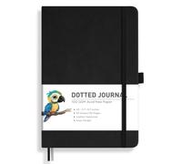 RETTACY Cuaderno A5 Dotted - 192 páginas, 1 bolsillo trasero y tapa dura punteados para artista escribir/dibujar, 14,5 x 21 cm, color negro