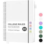 RETTACY Cuaderno B5 a rayas, ligero, cuaderno de anillas, diario de 70 hojas/140 páginas para escribir, bloc de notas de 100 g/m², diario de PVC con líneas universitarias, 19,3 x 25,4 cm, transparente