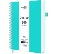 RETTACY Cuaderno B5 Con Diseño De Lunares, Cuaderno En Espiral, 300 Hojas/150 Páginas, Papel 100 g/m², Tapa Dura De PVC, Para Mujeres, Hombres, Trabajo, Oficina, Escuela, 19 x 25 cm, Turquesa