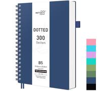 RETTACY Cuaderno B5 con Diseño de Lunares, Cuaderno en Espiral, 300 Hojas/150 Páginas para Escribir, 100 g/m², Tapa Dura de PVC, para Mujeres, Hombres, Trabajo, Oficina, Escuela, 19 x 25 cm, Azul