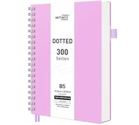 RETTACY Cuaderno B5 con Diseño de Lunares, Cuaderno en Espiral, 300 Hojas/150 Páginas para Escribir, 100 g/m², Tapa Dura de PVC, para Mujeres, Hombres, Trabajo, Oficina, Escuela, 19 x 25 cm, Morado