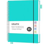 RETTACY Cuaderno B5 cuadriculado, cuaderno universitario con 70 hojas/140 páginas, tapa blanda de PVC, cuaderno espiral con papel de 100 g/m², adecuado para aprendizaje, universidad, conferencias