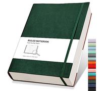RETTACY Cuaderno con forro A4 diario grueso extra grande de composición de tapa blanda 320 páginas con 2 notas adhesivas gratis papel grueso piel sintética bolsillo interior de 8.5 x 11 pies (verde)