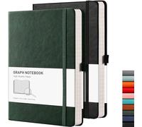 RETTACY Cuaderno cuadriculado A5, 2 unidades, 384 páginas, cuaderno cuadrado con papel a cuadros de 100 g/m², soporte para bolígrafos, bolsillo interior, para oficina, escuela, trabajo, mujeres,