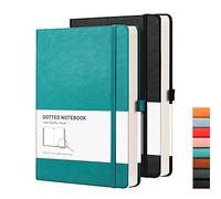 RETTACY Cuaderno de puntos A5, 2 unidades, diario de cuadrícula de puntos con 320 páginas numeradas, tapa dura, papel grueso de 120 g/m², 8 hojas perforadas, soporte para bolígrafos, bolsillo interior