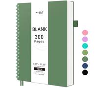 RETTACY Cuaderno en blanco A4, cuaderno de notas liso de 120 g/m² con 300 páginas/150 hojas para dibujar, cubierta de plástico flexible, para escribir, mujeres, hombres, escuela, 21,5 x 27,9 cm, color