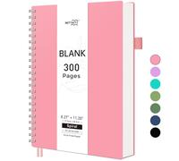 RETTACY Cuaderno en blanco A4, cuaderno de notas liso de 120 g/m² con 300 páginas/150 hojas para dibujar, cubierta de plástico flexible, para bocetos y escritura, mujeres, hombres, escuela, 21,5 x