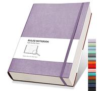 RETTACY Cuaderno rayado A4 con rayas y grueso, cuaderno extragrande de composición de tapa blanda con 2 notas adhesivas gratis, 320 páginas, piel sintética, bolsillo interior de 21,5 x 27,9 cm, color