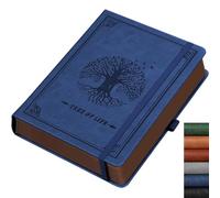 RETTACY Diario grande de cuero B5, cuaderno rayado de tapa dura, con 320 páginas numeradas para escribir, papel de 100 g/m², para mujeres, hombres, trabajo, oficina, escuela, 19 x 25 cm, color azul
