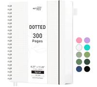 RETTACY Dotted Notebook A4, Bullet Dot Grid Journal, Wirebound Spiral Notebooks 300Pages /150 Sheets for Writing,100gsm, PVC Hardcover, for Women Men Work Office School, 21.5 x 27.9cm - Transparent