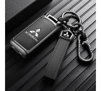 RETTYAT Funda para Llaves de Coche para Mitsubishi ASX 2016-2019, Carcasa Mando Llave con Llavero Cubierta Llaves Funda Protectora para Llavero de Cuero Coche Accesorios,A-2-Black 2