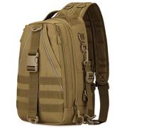 RETUOLWAG Bolsa de almacenamiento de hombro resistente al agua para exteriores, bolsa de pecho de pesca, mochila para aparejos de pesca con soporte para caña y aparejos, Marrón lobo