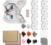 RETUOLWAG Gatos zorros con pelaje de malla de ojos de fieltro Therians se visten para pintar para Halloween, mascarada, cosplay, fiesta de disfraces