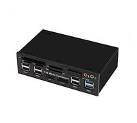 RETYLY 5.25 Pulgadas USB 3.0 Panel Frontal Pc USB 3.0/2.0 Hub E-Sata Sata Lector de Tarjetas de Audio para Caja de Computadora Bahía de Unidades ópticas
