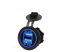 RETYLY 5V 4.2A Dual 2USB Cargador Adaptador de Enchufe Toma de Corriente para Motocicleta Coche 12V 24V (Azul)