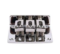 RETYLY Caja de Cigarros Partes de Guitarra: Puente de Guitarra Electrica de 3 Cuerdas Color Plata