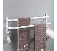 RETYOVE Toallero Blanco Toalleros Repisa Multicapa Montado en la Pared con Ganchos Aluminio Espacial Barra de Toalla para baño, Cocina de Hotel, Estilo contemporáneo 2 Layer 60cm