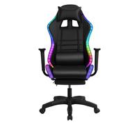 reukmuuc Silla de videojuegos con reposapiés retráctil, silla ejecutiva de oficina, altavoces integrados, luces LED RGB con múltiples modos, silla giratoria de 360° con carga de 350 libras, color rojo