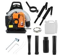 reukmuuc Soplador de hojas a gas de 665 CFM, soplador de alto volumen para exteriores con motor de 2.3 kW y 63 CC, conducto de aire ajustable y correas acolchadas, soplador de gasolina para limpieza