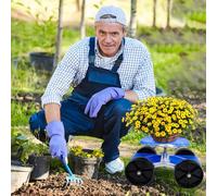 reukmuuc Taburete de jardín giratorio de 360° con altura ajustable, marco galvanizado resistente, neumáticos planos, estante de almacenamiento grande, carrito de trabajo portátil para jardinería y