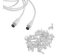 Reulin Cable Coaxial de Antena TV 3C2V Delgado de Macho a Hembra con Clips para Antenas y Smart TVs Amplificadores de Señal Divisores HDTV DVB-T RF Recubierto de Níquel 75 ohmios (2,5 Metros)